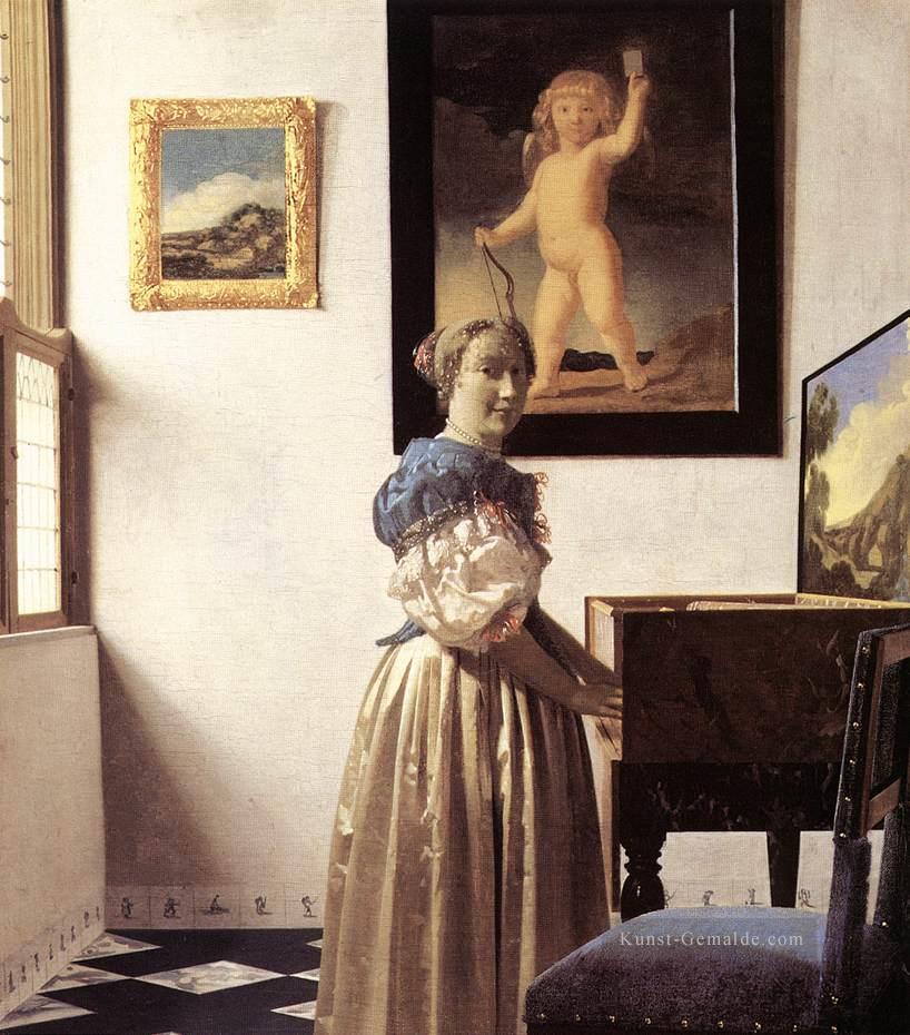 Dame Standing an einem Virginal Barock Johannes Vermeer Ölgemälde